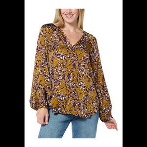 La Joie Essential Button Front Blouse Tapenade Abstract Floral - Regular